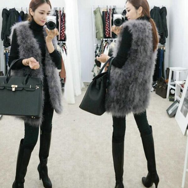 women's fur & faux women winter encryption 100% natural ostrich feathers turkey feather vest coat 150-8e, Black
women's fur & faux women winter encryption 100% natural ostrich feathers turkey feather vest coat 150-8e, Black