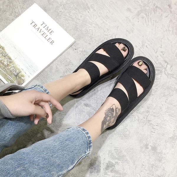 summer simple solid color cross word with sandals female open toe flat stretch cloth wear casual beach shoes, Black
summer simple solid color cross word with sandals female open toe flat stretch cloth wear casual beach shoes, Black