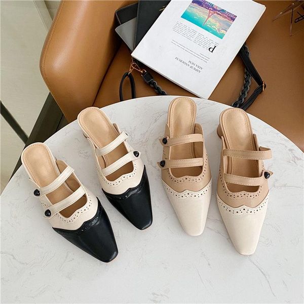 women flat slippers fashion thick low heel female spring british slip on slides elegant woman dress mules shoes, Black
women flat slippers fashion thick low heel female spring british slip on slides elegant woman dress mules shoes, Black