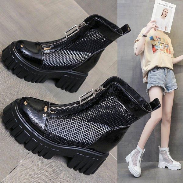boots mesh women's shoes breathable thin section high-heeled thick-soled inner heightening white short x837, Black
boots mesh women's shoes breathable thin section high-heeled thick-soled inner heightening white short x837, Black