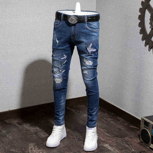 men's jeans jeans men hip hop bird embroidered ripped skinny knee holes distressed motorcycle male streetwear joggers denim trousers jp, Blue
men's jeans jeans men hip hop bird embroidered ripped skinny knee holes distressed motorcycle male streetwear joggers denim trousers jp, Blue