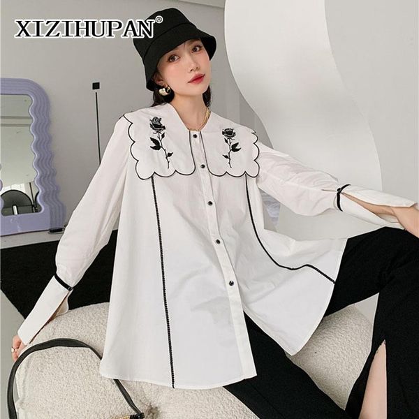 women's blouses & shirts xizihupan minimalist embroidery shirt for women lapel long sleeve hit color straight blouse female spring fash, White
women's blouses & shirts xizihupan minimalist embroidery shirt for women lapel long sleeve hit color straight blouse female spring fash, White
