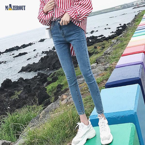 women's jeans mazerout spring / summer 2021 high waist stretch hip slim fit skinny feet nine points pencil pants, Blue
women's jeans mazerout spring / summer 2021 high waist stretch hip slim fit skinny feet nine points pencil pants, Blue