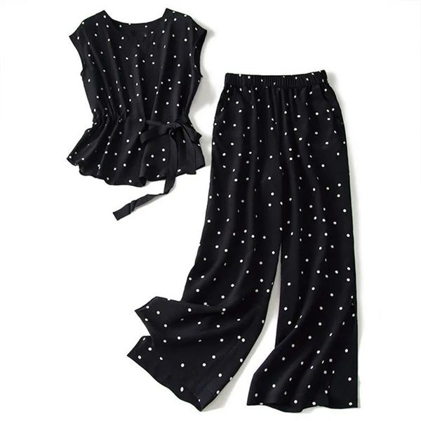 matching suit polka dot chiffon trousers two-piece large size summer korean fashion retro casual wide leg pants suit 210727, White
matching suit polka dot chiffon trousers two-piece large size summer korean fashion retro casual wide leg pants suit 210727, White