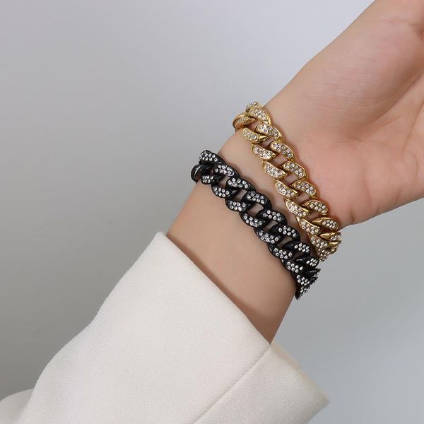 link, chain hiphop black gold plated stainless steel thick cuban bracelets bangles for women crystal bracelet on hand punk jewelry
link, chain hiphop black gold plated stainless steel thick cuban bracelets bangles for women crystal bracelet on hand punk jewelry