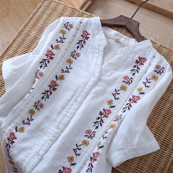 women's t-shirt lamtrip colorful thread embroidery v-neck short sleeve cotton yarn tee women retro 2021 summer c3th, White
women's t-shirt lamtrip colorful thread embroidery v-neck short sleeve cotton yarn tee women retro 2021 summer c3th, White