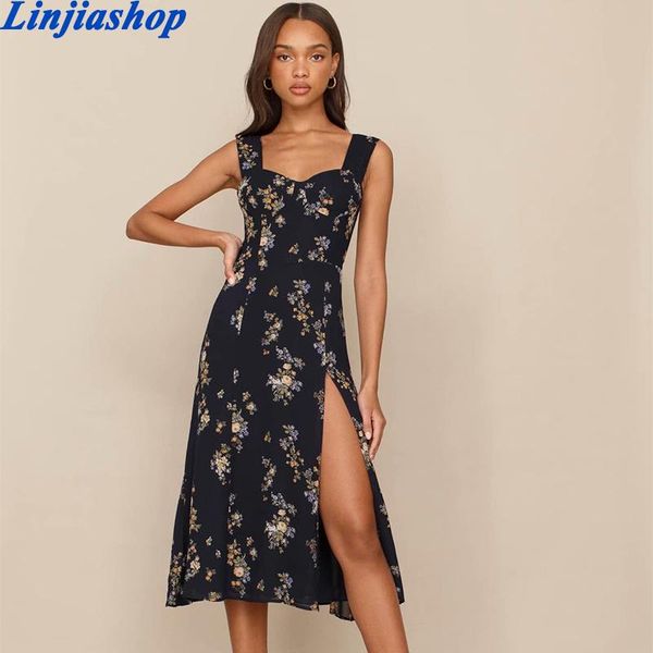 spring summer women dress floral print spaghetti straps v neck backless beach boho long with ruffles mujer casual dresses, Black;gray
spring summer women dress floral print spaghetti straps v neck backless beach boho long with ruffles mujer casual dresses, Black;gray