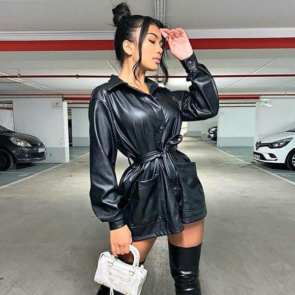 women's leather & faux moto jacket women spring fashion long sleeve turn-down collar single breasted sashes jackets lugentolo, Black
women's leather & faux moto jacket women spring fashion long sleeve turn-down collar single breasted sashes jackets lugentolo, Black