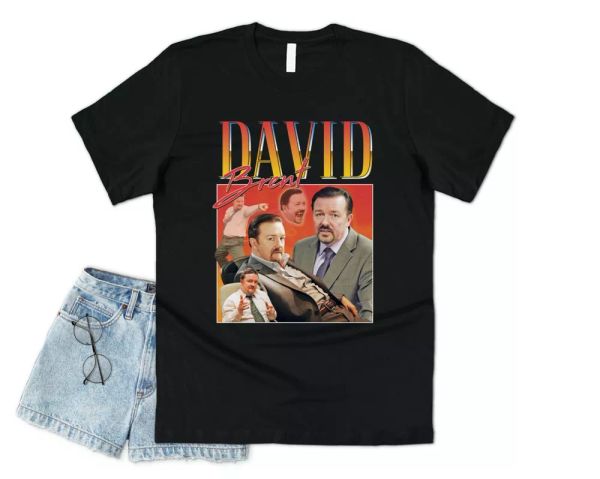 david brent homage t-shirt tee funny the office legend icon 90's retro gervais, White;black
david brent homage t-shirt tee funny the office legend icon 90's retro gervais, White;black