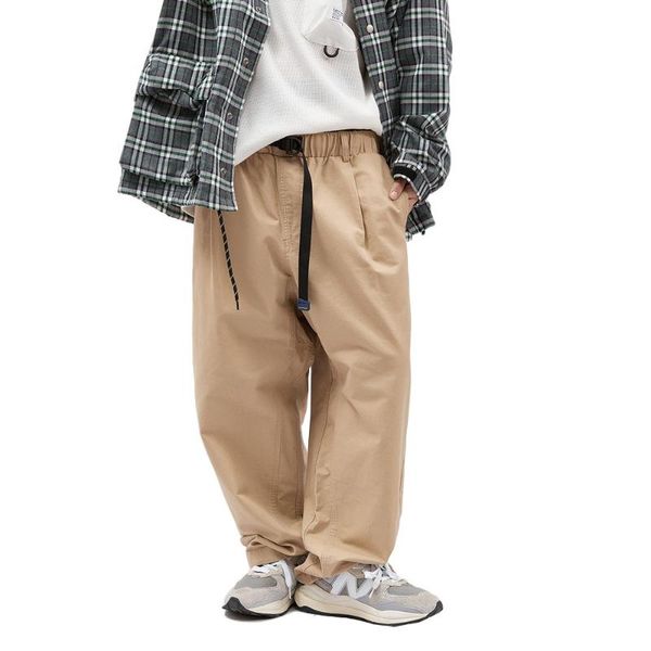 men's pants solid color casual with belt mens amekaji loose straight-leg elastic waist trousers men, Black
men's pants solid color casual with belt mens amekaji loose straight-leg elastic waist trousers men, Black