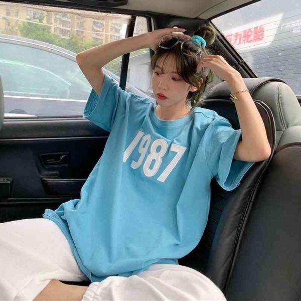 3 sizes causal number 1987 printed short sleeve o-neck summer spring arrival women t-shirts 210426, White
3 sizes causal number 1987 printed short sleeve o-neck summer spring arrival women t-shirts 210426, White