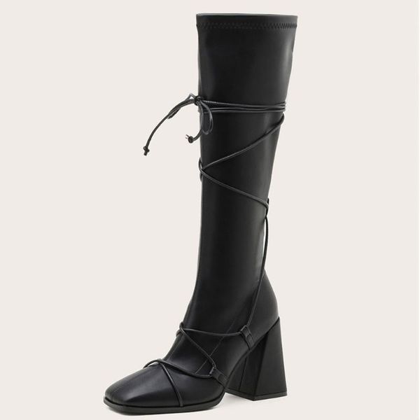 boots gigifox elegant modern ladies cross strap hoof high heels square toe slip on knee shoes woman, Black
boots gigifox elegant modern ladies cross strap hoof high heels square toe slip on knee shoes woman, Black