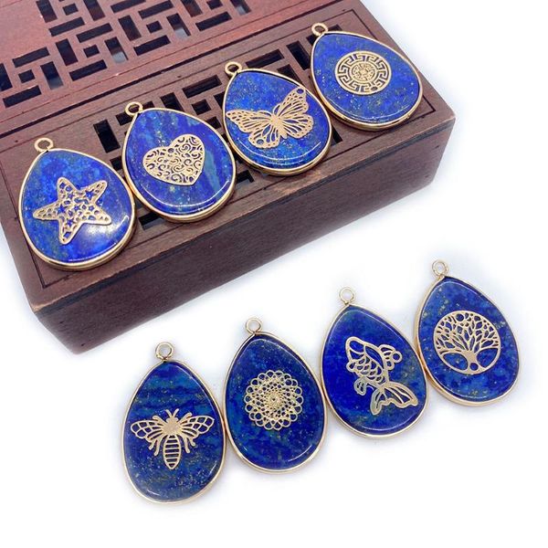 charms 1pc lapis lazuli necklace pendant royal blue drop shaped edge diy retro fashion accessories for jewelry making 23x35mm, Bronze;silver
charms 1pc lapis lazuli necklace pendant royal blue drop shaped edge diy retro fashion accessories for jewelry making 23x35mm, Bronze;silver