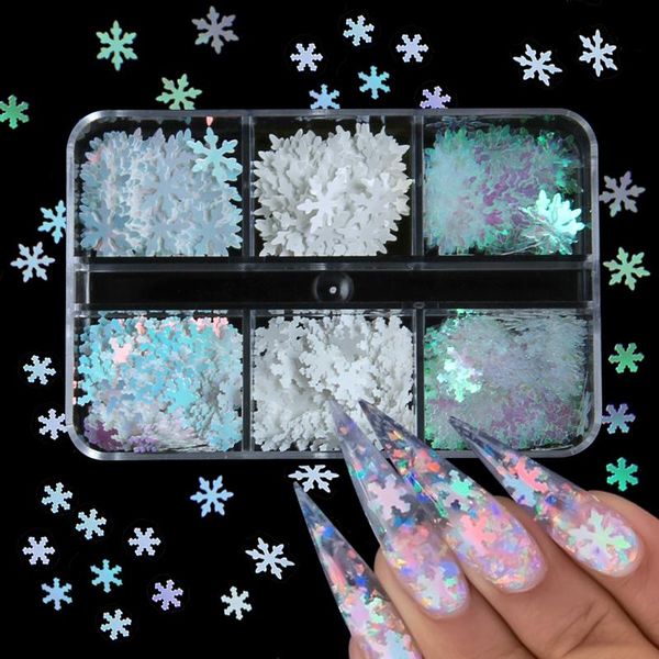 nail art decorations 6 grids white snowflake glitter sequins 3d holographic snow flakes slices winter christmas manicure, Silver;gold
nail art decorations 6 grids white snowflake glitter sequins 3d holographic snow flakes slices winter christmas manicure, Silver;gold