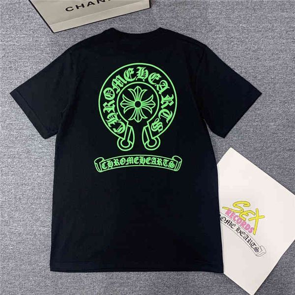net red ins2021 summer ch men's and women's fluorescent green horseshoe sanskrit printed round neck short slee, White;black
net red ins2021 summer ch men's and women's fluorescent green horseshoe sanskrit printed round neck short slee, White;black