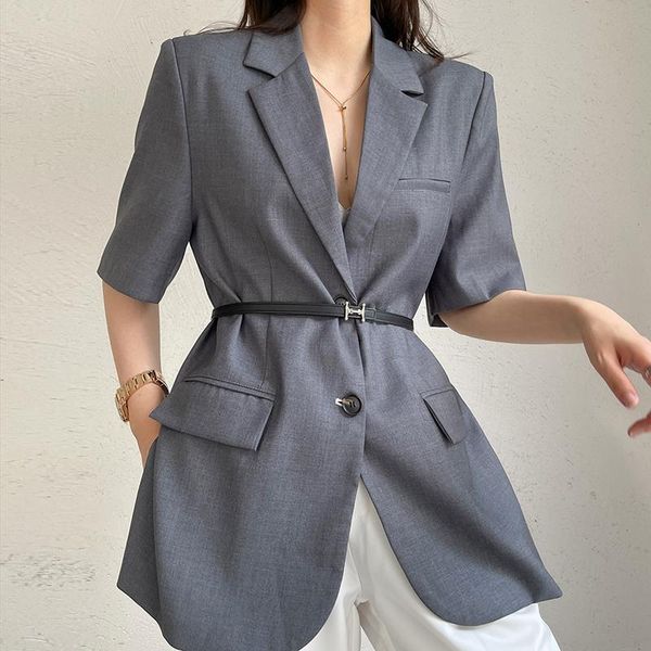 women's suits & blazers zcsmll 2021 summer short-sleeved niche suit jacket season thin temperament gray loose casual women top, White;black
women's suits & blazers zcsmll 2021 summer short-sleeved niche suit jacket season thin temperament gray loose casual women top, White;black