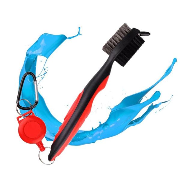 golf training aids brush and club groove cleaner accessories for shoes (red)
