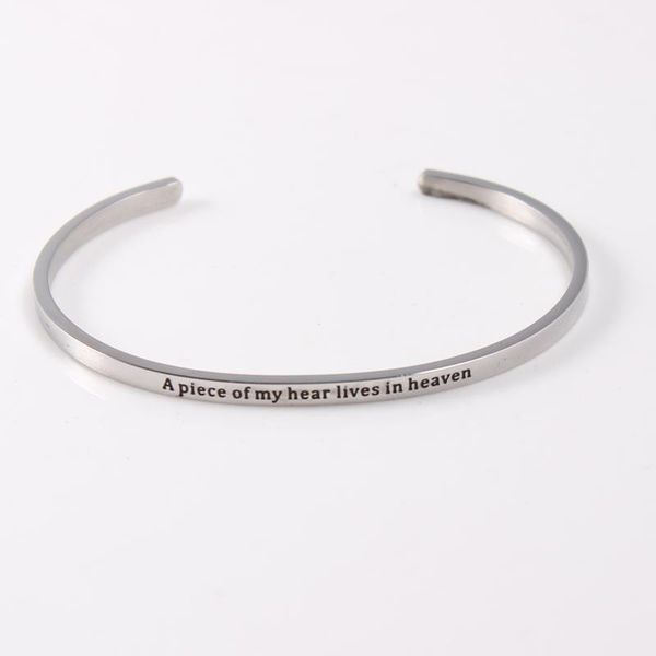 bangle stainless steel bracelets & bangles engraved "a piece of my heart lives in heaven " inspirational for women, Black
bangle stainless steel bracelets & bangles engraved "a piece of my heart lives in heaven " inspirational for women, Black