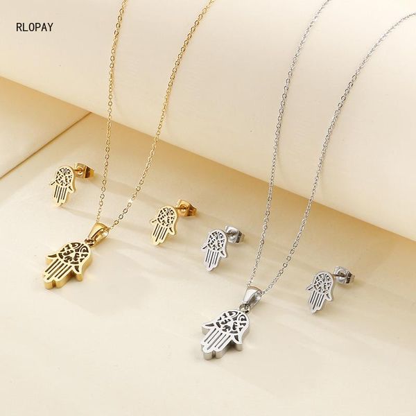 earrings & necklace mulism royal hasam palm titanium steel pendant fatima hand stainless neckle earring set gold luxury, Silver
earrings & necklace mulism royal hasam palm titanium steel pendant fatima hand stainless neckle earring set gold luxury, Silver
