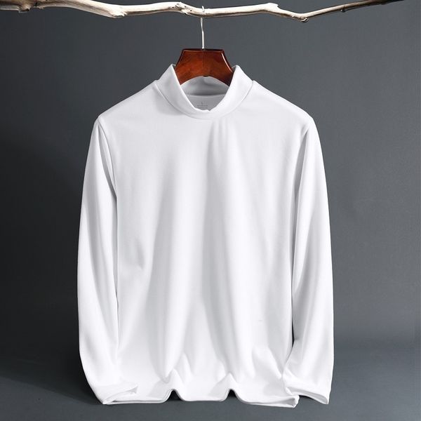 2021 autumn and winter half high collar long sleeve t-shirt middle-aged solid color bottomed shirt casual men's top, White;black
2021 autumn and winter half high collar long sleeve t-shirt middle-aged solid color bottomed shirt casual men's top, White;black