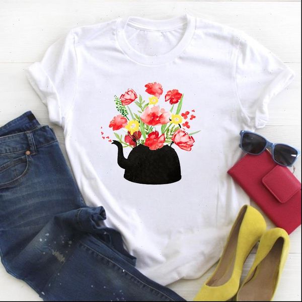 women womens t shirt cartoon flower floral short sleeve cute print summer tee ladies female clothes graphic, White
women womens t shirt cartoon flower floral short sleeve cute print summer tee ladies female clothes graphic, White