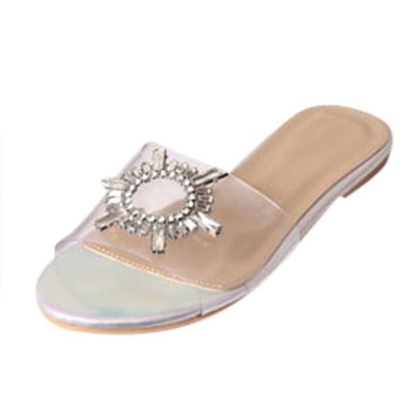 women's fashion crystal open toe pvc flat slippers summer outdoor casual wild shoes simple non-slip beach sandals, Black
women's fashion crystal open toe pvc flat slippers summer outdoor casual wild shoes simple non-slip beach sandals, Black