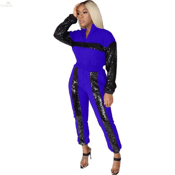 two piece dress womens tracksuit set stand collar full sleeve zip pant suit sequined casual sportswear women outfits, White
two piece dress womens tracksuit set stand collar full sleeve zip pant suit sequined casual sportswear women outfits, White