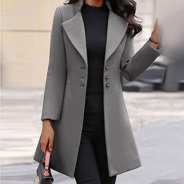 women's wool & blends winter women coats turn-down collar warm woolen long sleeve slim single-breasted outwear solid jacket for office, Black
women's wool & blends winter women coats turn-down collar warm woolen long sleeve slim single-breasted outwear solid jacket for office, Black