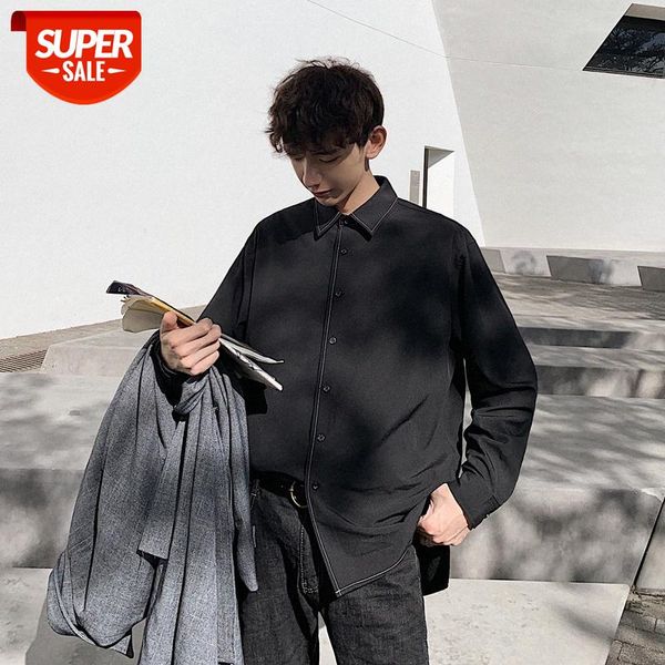 ins tide korean college style solid color white shirt men's open-line design #5e9r, White;black
ins tide korean college style solid color white shirt men's open-line design #5e9r, White;black
