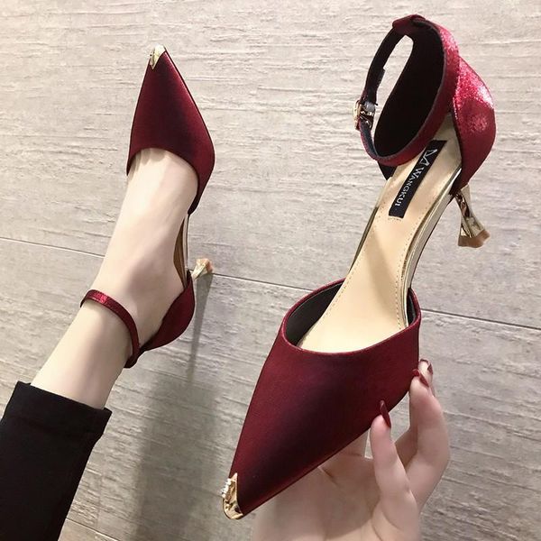 dress shoes summer korea edition female recreational shoe is worn single pointy high heel stiletto work buckle heels, Black
dress shoes summer korea edition female recreational shoe is worn single pointy high heel stiletto work buckle heels, Black