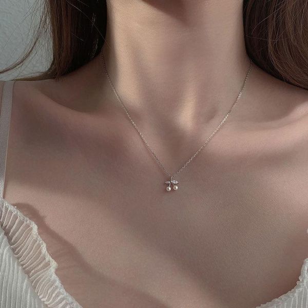 pendant necklaces cute pearl zircon cherry necklace women french charm clavicle chain engagement wedding jewelry gift, Silver
pendant necklaces cute pearl zircon cherry necklace women french charm clavicle chain engagement wedding jewelry gift, Silver