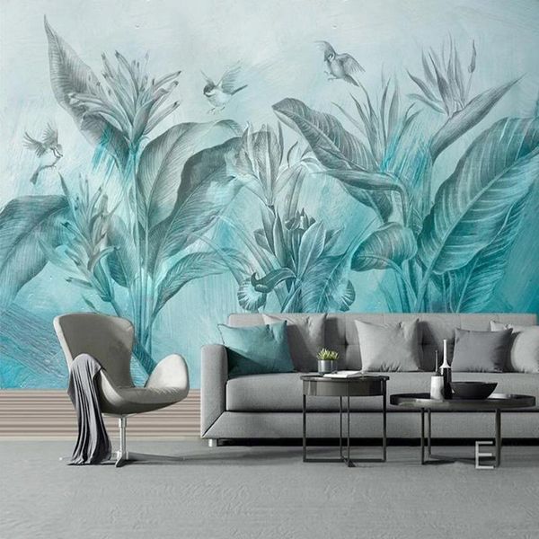 custom po 3d hand painted blue tropical plant leaf flower wall decoration mural non woven embossed wallpaper for living room wallpapers
custom po 3d hand painted blue tropical plant leaf flower wall decoration mural non woven embossed wallpaper for living room wallpapers