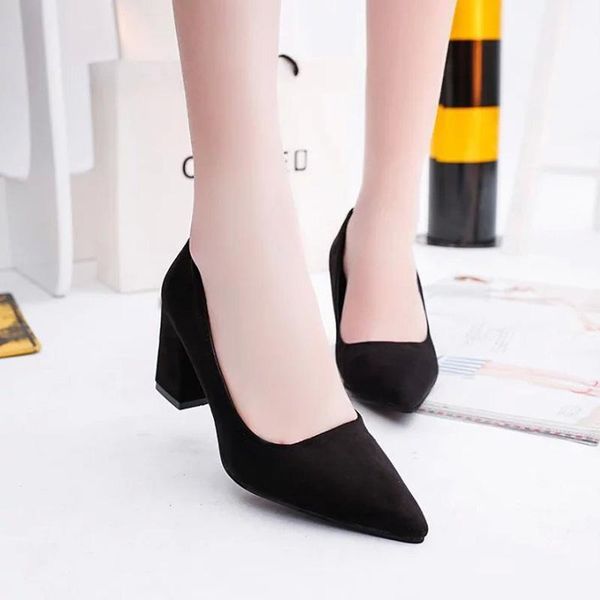 dress shoes women pumps office career fashion pointy-toe faux suede block high heels ladies, Black
dress shoes women pumps office career fashion pointy-toe faux suede block high heels ladies, Black