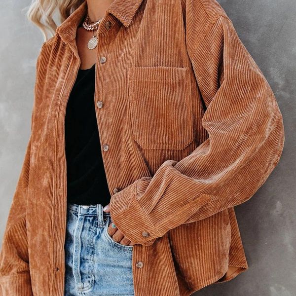 women's jackets long sleeve spring autumn ladies shirts coats 2021 corduroy women solid female loose boyfriend style casual vintage co, Black;brown
women's jackets long sleeve spring autumn ladies shirts coats 2021 corduroy women solid female loose boyfriend style casual vintage co, Black;brown