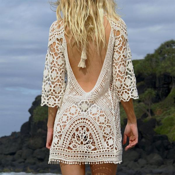 women's swimwear women`s bathing suit cover up crochet lace bikini swimsuit dress, White;black
women's swimwear women`s bathing suit cover up crochet lace bikini swimsuit dress, White;black
