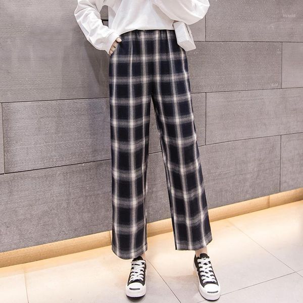 women's pants & capris harajuku women casual loose elastic waist ankle-length autumn female chic plaid high straight, Black;white
women's pants & capris harajuku women casual loose elastic waist ankle-length autumn female chic plaid high straight, Black;white