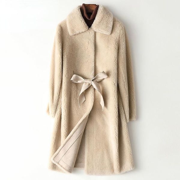 women's fur & faux women genuine sheepskin coats ladies long wool outerwear female thick warm sheep shearing jacket casaco feminino x82, Black
women's fur & faux women genuine sheepskin coats ladies long wool outerwear female thick warm sheep shearing jacket casaco feminino x82, Black