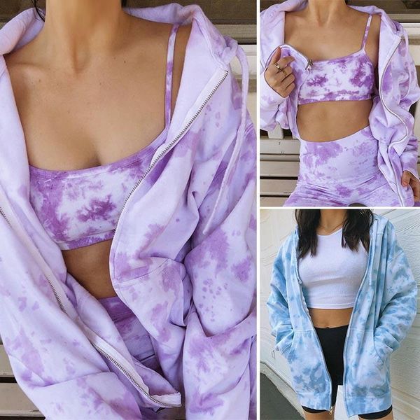 women tie dye hoodies tracksuit casual oversized sweatshirts zip-up long sleeve sports coat with pockets women's jackets, Black;brown
women tie dye hoodies tracksuit casual oversized sweatshirts zip-up long sleeve sports coat with pockets women's jackets, Black;brown