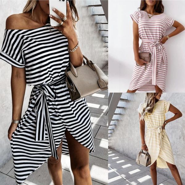 casual dresses irregular hem sash lace-up dress women's summer striped loose fashion adjustable short-sleeved one-shoulder, Black;gray
casual dresses irregular hem sash lace-up dress women's summer striped loose fashion adjustable short-sleeved one-shoulder, Black;gray