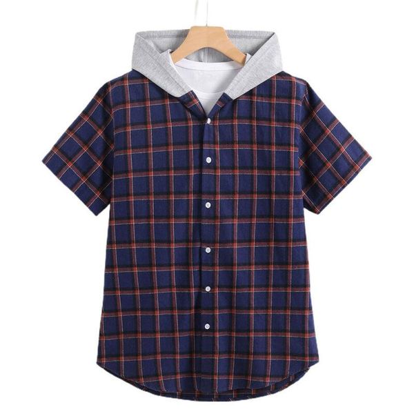 men's casual shirts men plaid hooded shirt 2021 summer short sleeve button loose tee v-neck fashion single breasted male clothes, White;black
men's casual shirts men plaid hooded shirt 2021 summer short sleeve button loose tee v-neck fashion single breasted male clothes, White;black