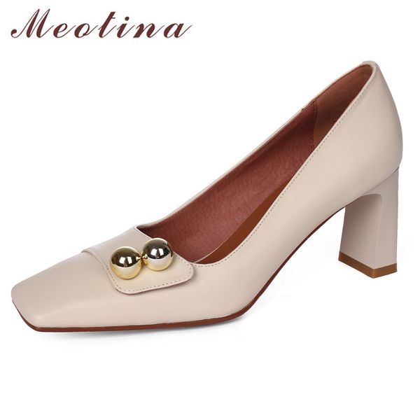 meotina women pumps genuine leather high heel women shoes square toe metal decoration chunky heels footwear slip on lady shoes 210520, Black
meotina women pumps genuine leather high heel women shoes square toe metal decoration chunky heels footwear slip on lady shoes 210520, Black