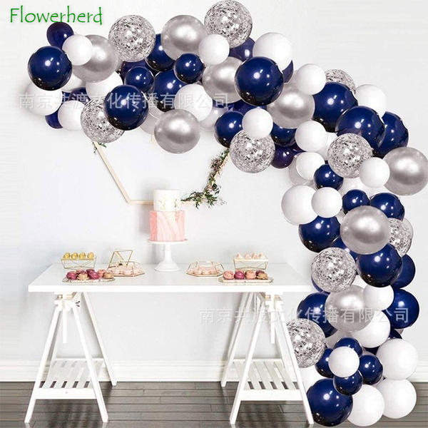silver blue balloon garland kit 120 navy blue and silver confetti white balloon arches
silver blue balloon garland kit 120 navy blue and silver confetti white balloon arches