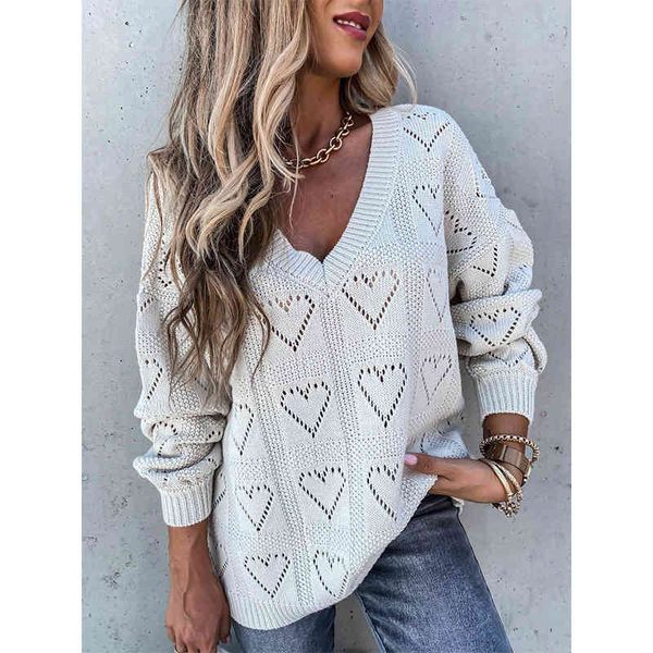 women hollow-out v neck long sleeve knitted sweater spring autumn winter loose solid casual female pullovers 210416, White;black
women hollow-out v neck long sleeve knitted sweater spring autumn winter loose solid casual female pullovers 210416, White;black
