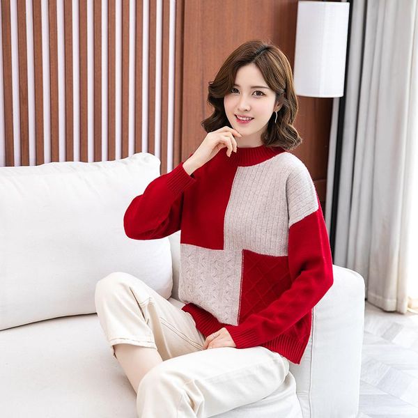 women's sweaters 2021 fashion color matching semi-high collar 100% pure sweater pullover ladies autumn and winter thick sweater., White;black
women's sweaters 2021 fashion color matching semi-high collar 100% pure sweater pullover ladies autumn and winter thick sweater., White;black