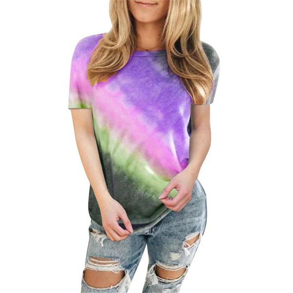 women's t-shirt summer women tie-dye gradient color short sleeve casual loose o-neck printed ladies tee shirt femme, White
women's t-shirt summer women tie-dye gradient color short sleeve casual loose o-neck printed ladies tee shirt femme, White