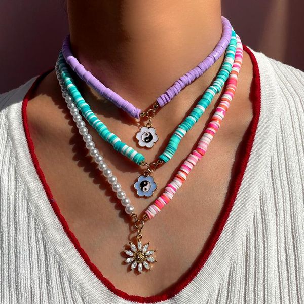 chains multicolor yin yang flower handmade soft pottery pendant necklace for women portrait cross summer vacation jewelry gift, Silver
chains multicolor yin yang flower handmade soft pottery pendant necklace for women portrait cross summer vacation jewelry gift, Silver