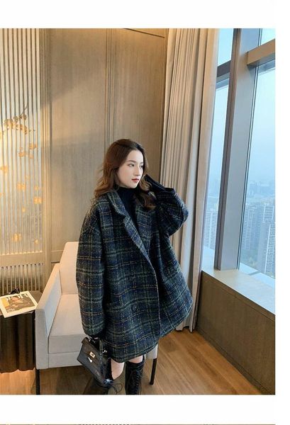 women's wool & blends womens casual loose double breasted button tweed plaid blend shirt jackets outwear check woolen shackets coats st, Black
women's wool & blends womens casual loose double breasted button tweed plaid blend shirt jackets outwear check woolen shackets coats st, Black