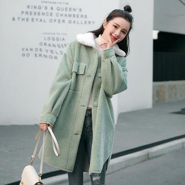 women's wool & blends korean version of imitation mink velvet loose mid-length lamb woolen coat in winter looks thin tide, Black
women's wool & blends korean version of imitation mink velvet loose mid-length lamb woolen coat in winter looks thin tide, Black
