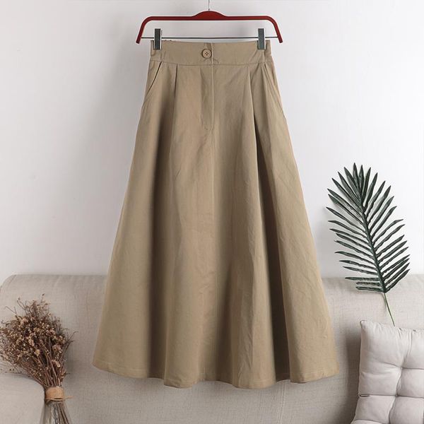 skirts women cotton skirt 2021 spring summer preppy style solid casual elegant pocket elastic high waist a-line midi faldas, Black
skirts women cotton skirt 2021 spring summer preppy style solid casual elegant pocket elastic high waist a-line midi faldas, Black
