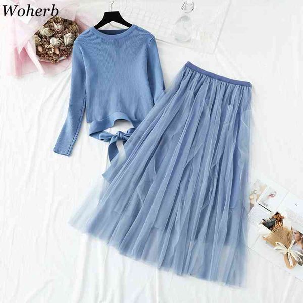 knitted suit two piece outfits for women bandage knit pullovers+gauze skirts femme roupas fashion autumn 2 piece set 210417, White
knitted suit two piece outfits for women bandage knit pullovers+gauze skirts femme roupas fashion autumn 2 piece set 210417, White